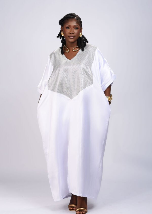 SERWAA boubou ( white / grey) - Image 2