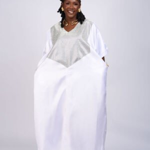 SERWAA boubou ( white / grey)