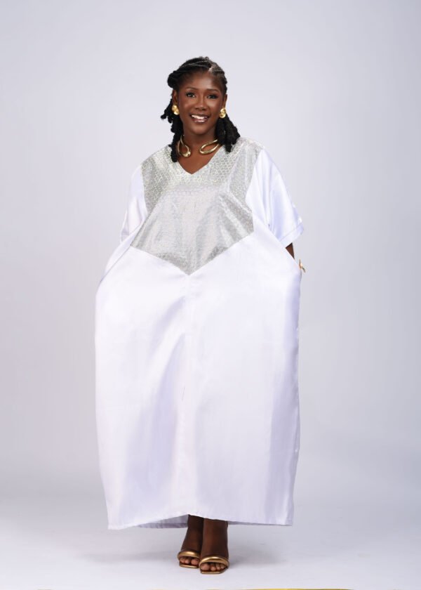 SERWAA boubou ( white / grey)