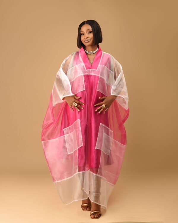 Frimpomaa organza boubou pink / white - Image 4