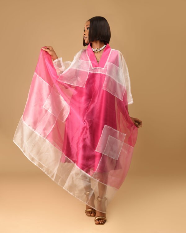Frimpomaa organza boubou pink / white - Image 3